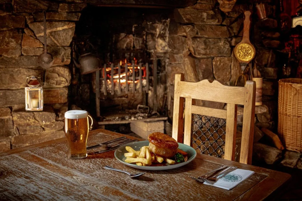 Meal by the log fire
